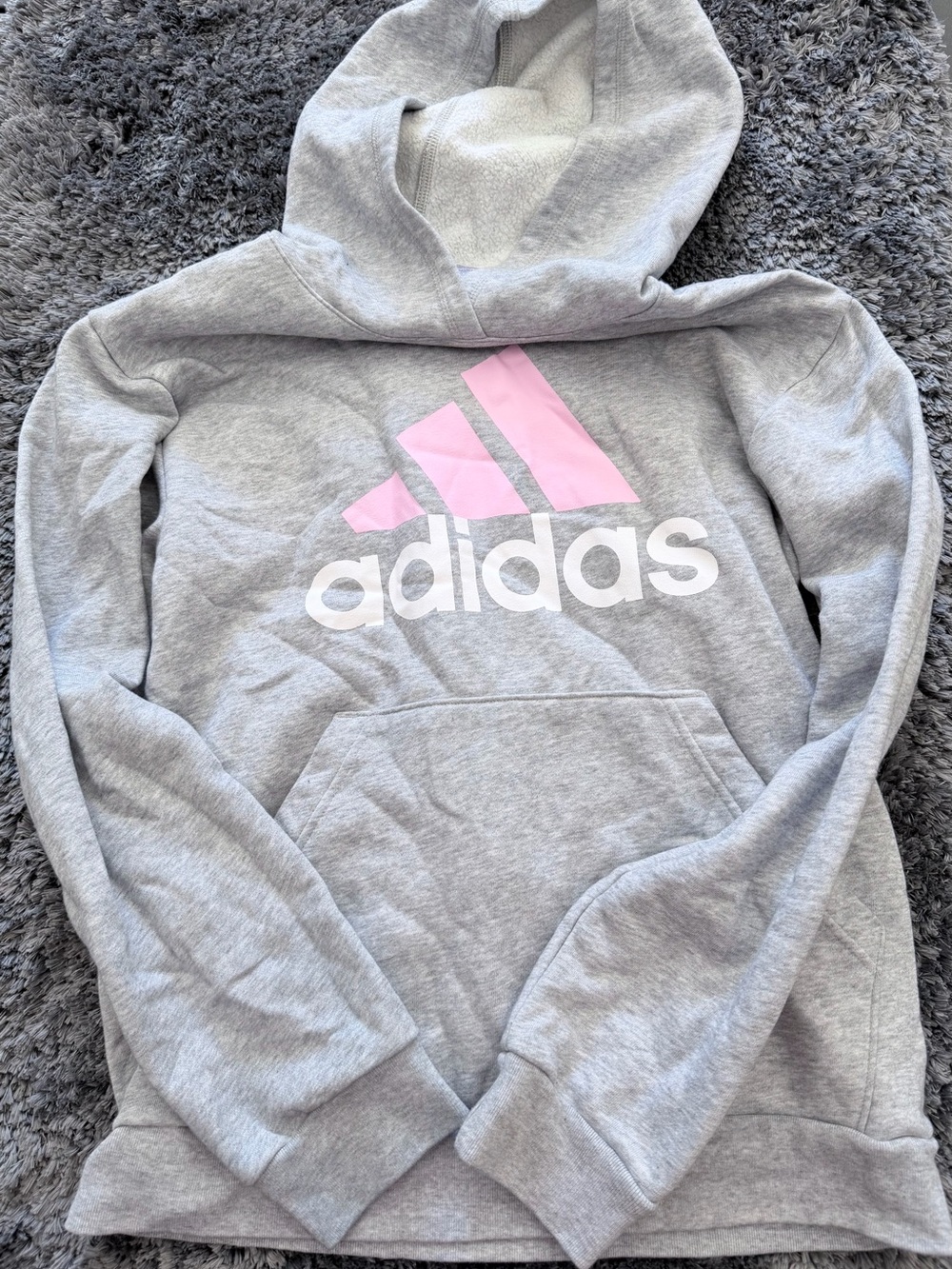 adidas Light Gray Hoodie with White Logo Accent